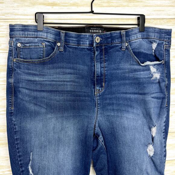 Torrid Premium Stretch Distressed Sky High Skinny Jeans - Picture 3 of 9